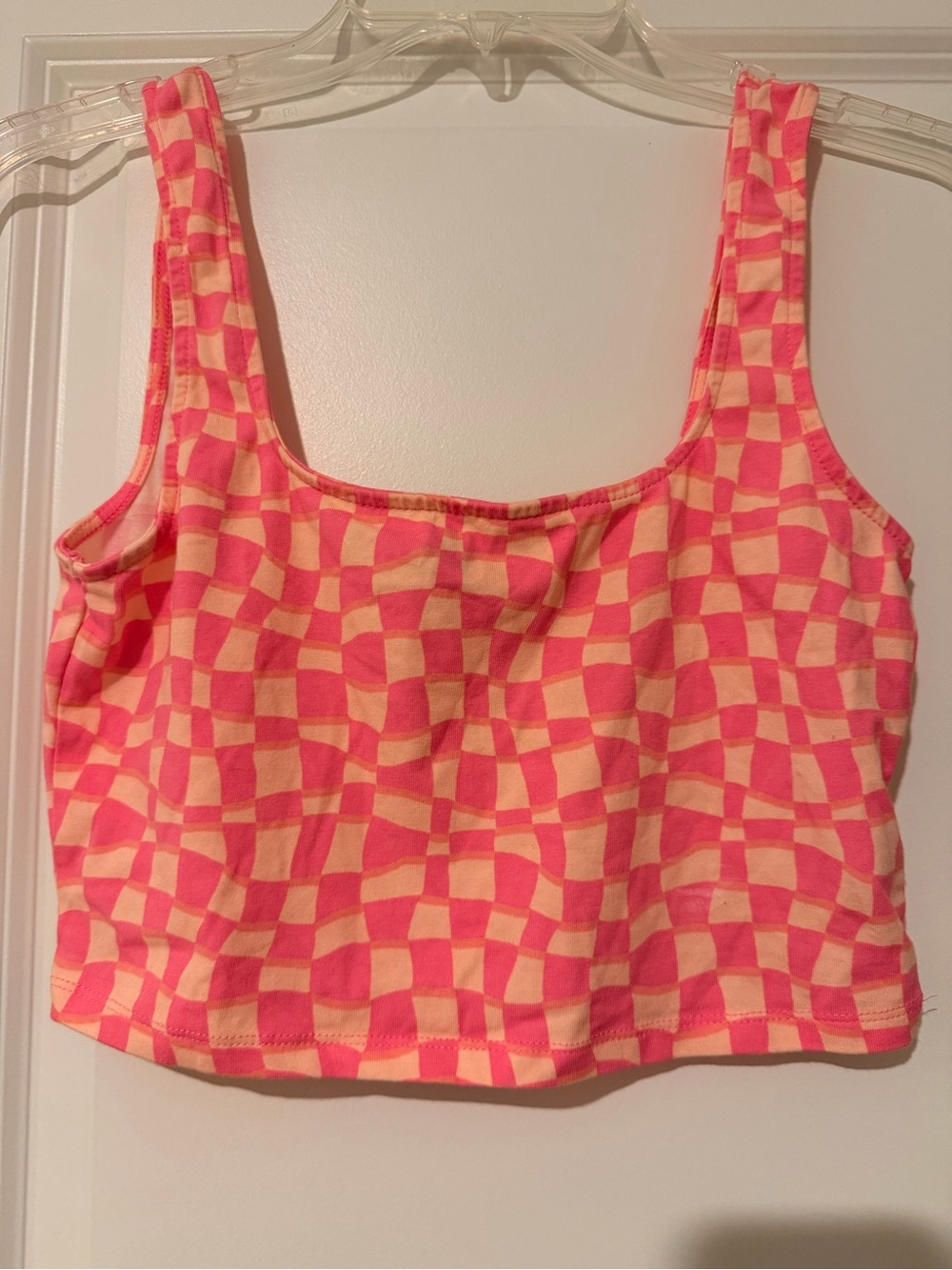 Forever 21 Pink and Cream Checkerboard Crop Tank
